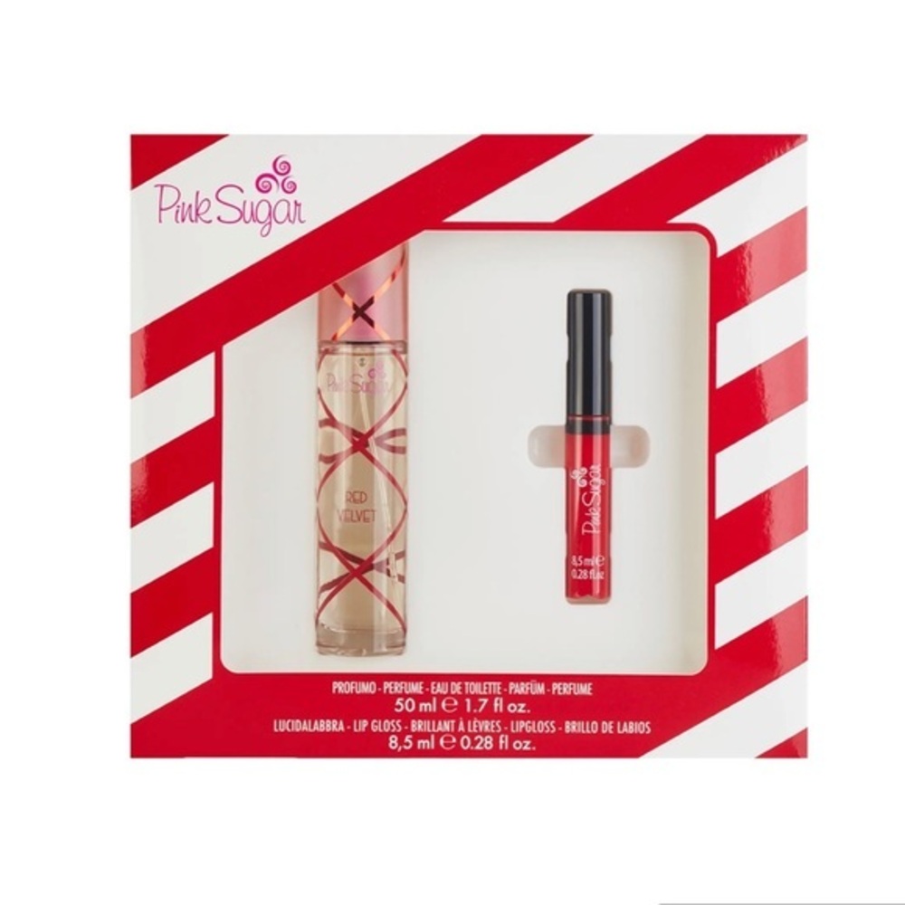 Pink Sugar Red Velvet by Aquolina 50ml EDT & 8.5ml Lip Gloss Gift Set for Women